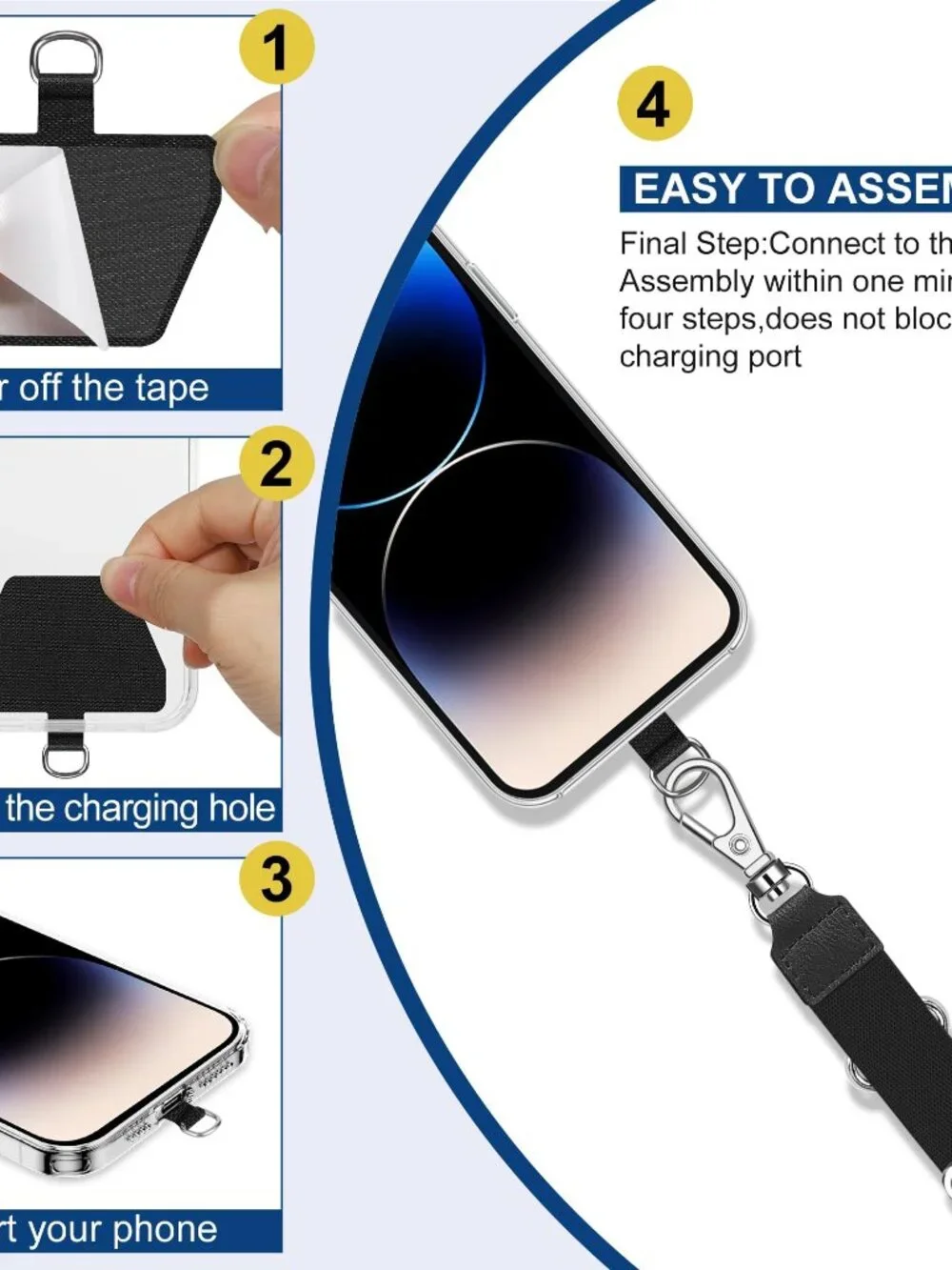 Cell Phone Lanyard Pad, 2 Pack Universal Phone Safety Tether Connector with Adhe